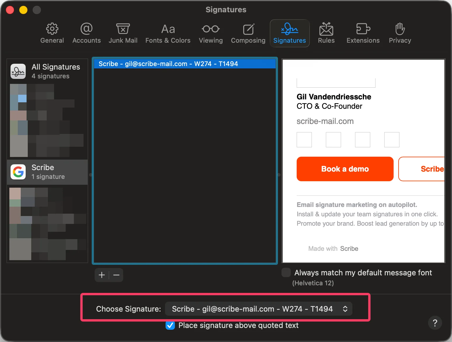 Ustaw podpis jako domyślny w Apple Mail