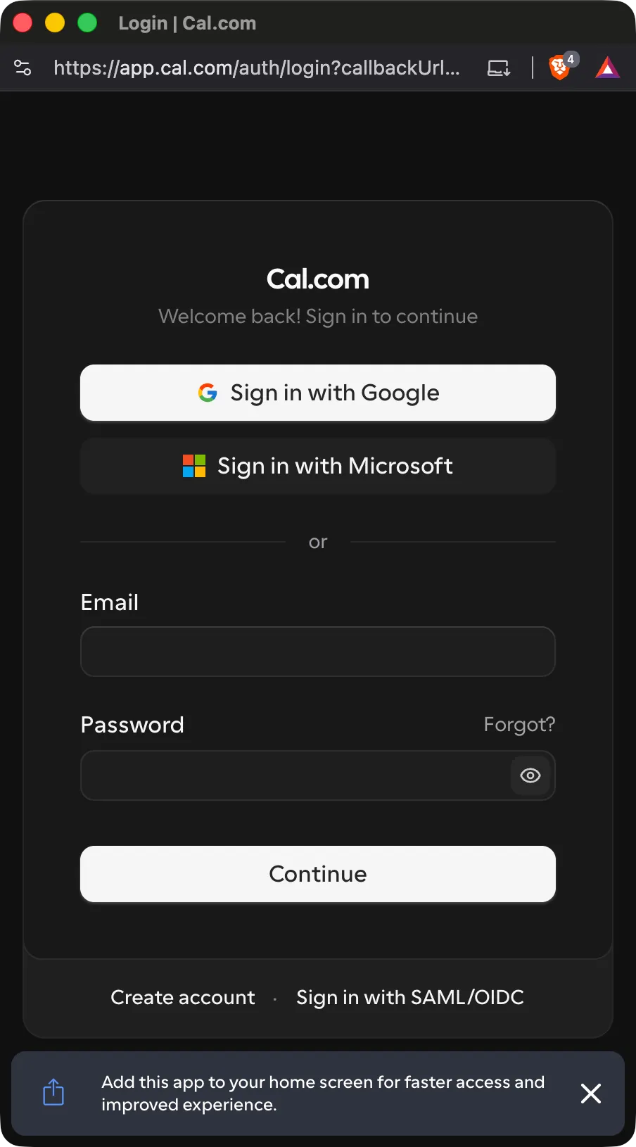Zaloguj się na swoje konto Cal.com