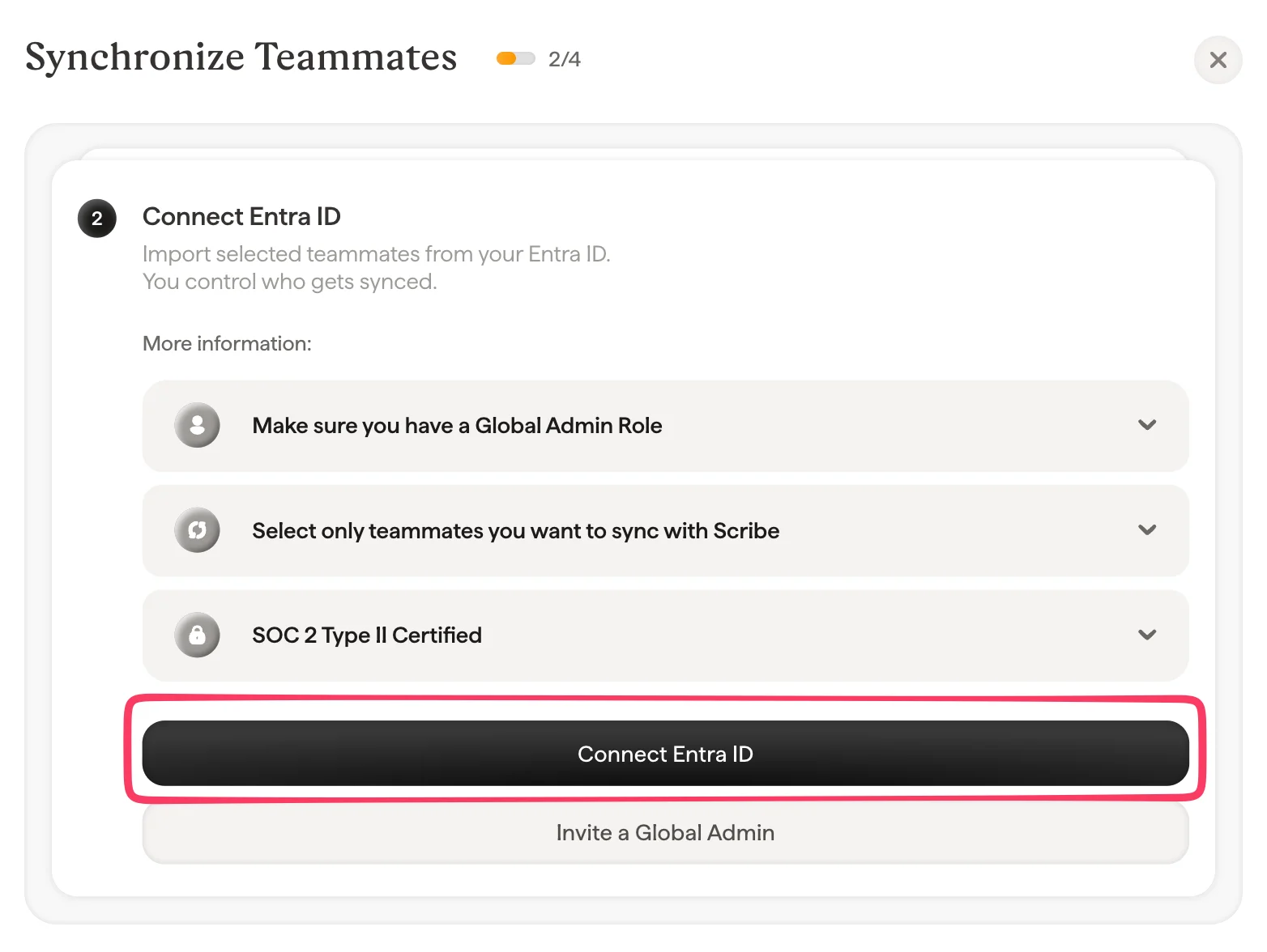 Cliquez sur "Connect Entra ID"
