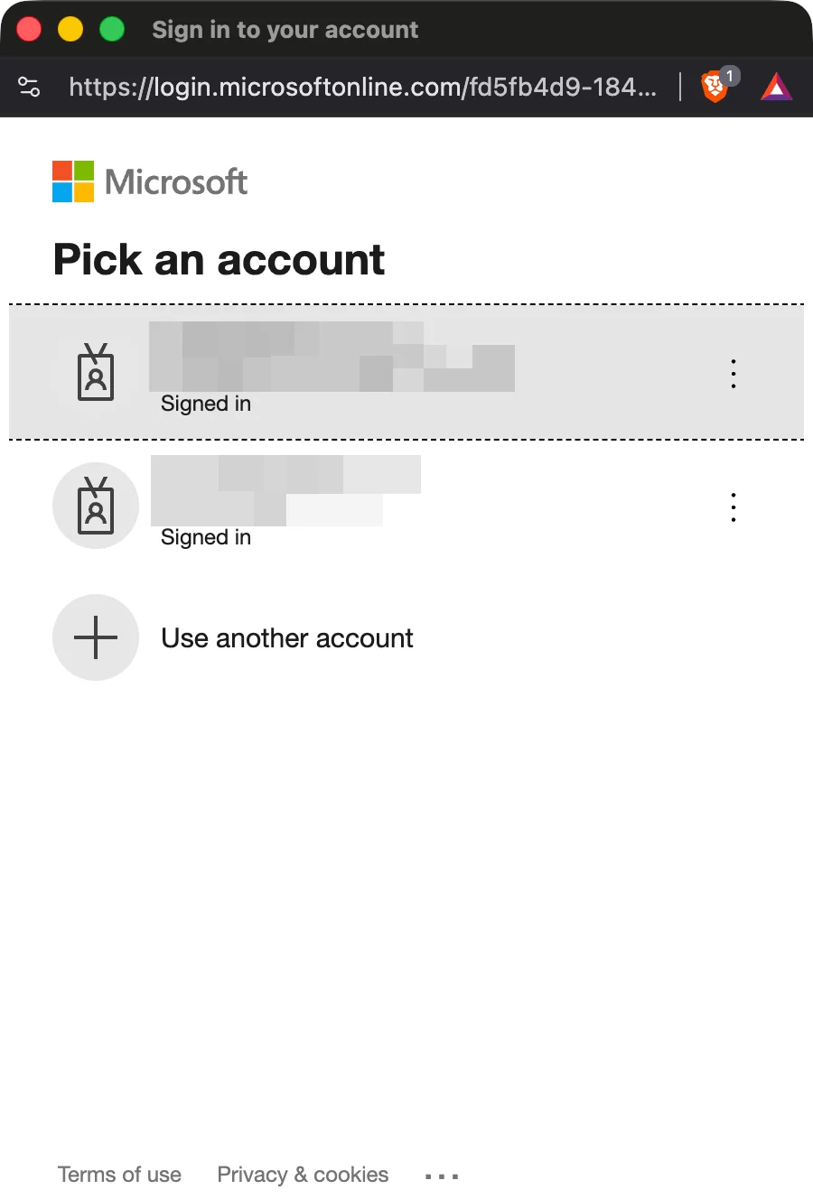 Sélectionnez le même compte que celui choisi à l'étape 2