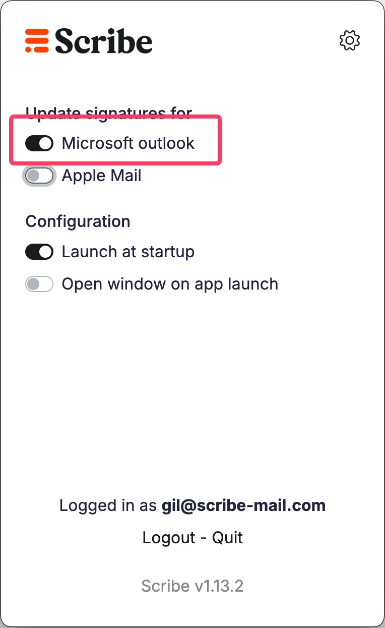 Włącz instalację Outlook