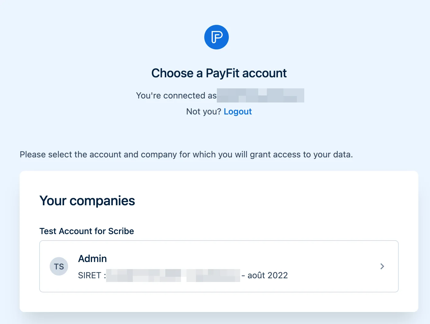 Wybierz swoje konto Payfit