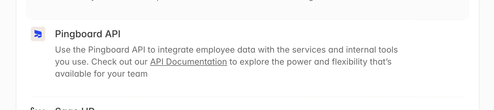 Haz clic en 'Pingboard API' en la lista.