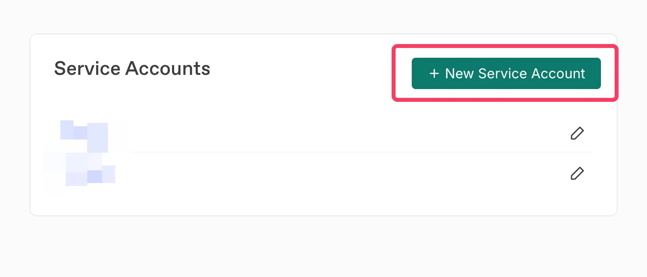 Haz clic en New Service Account
