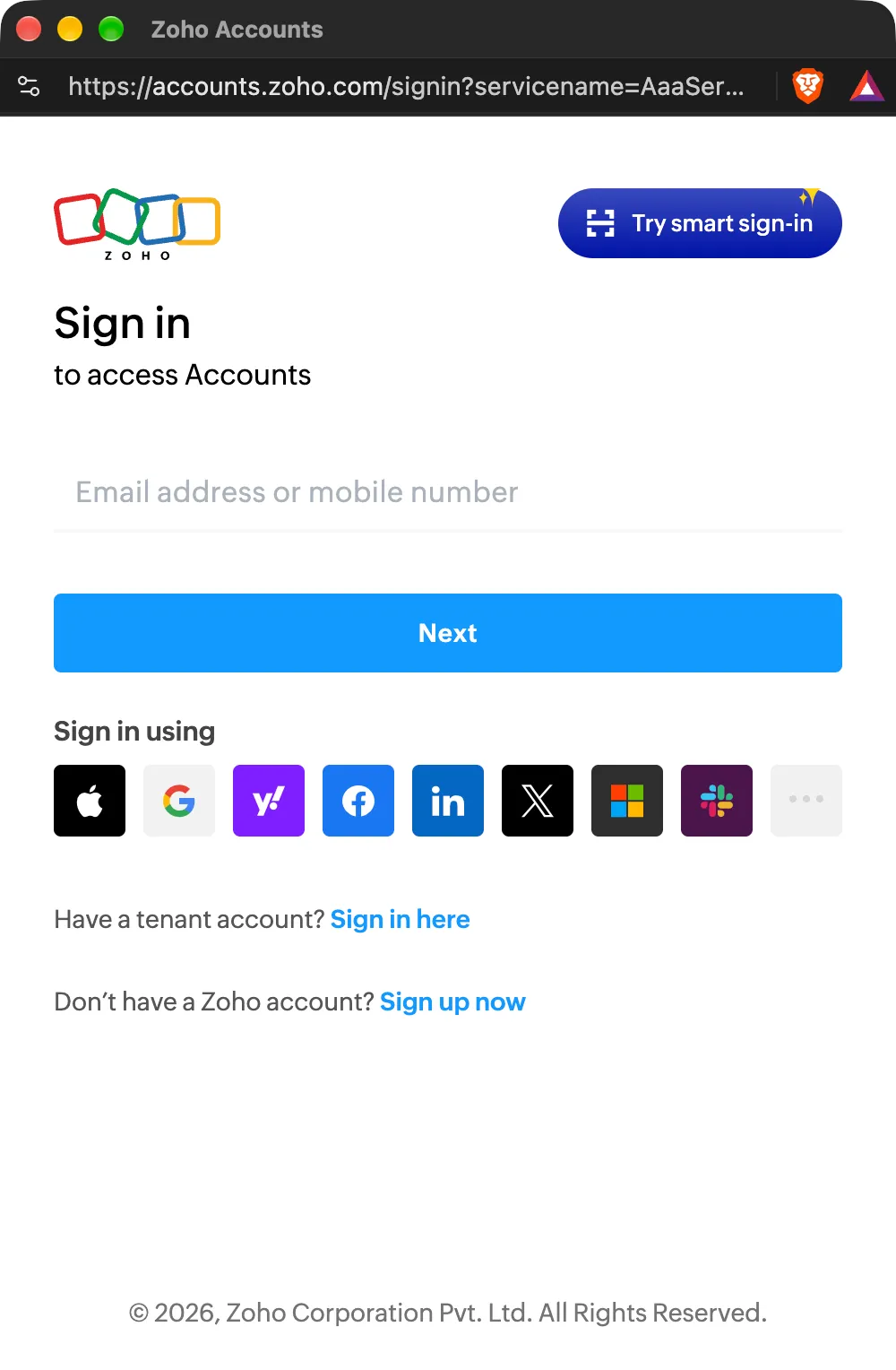 Inicia sesión en tu cuenta de Zoho